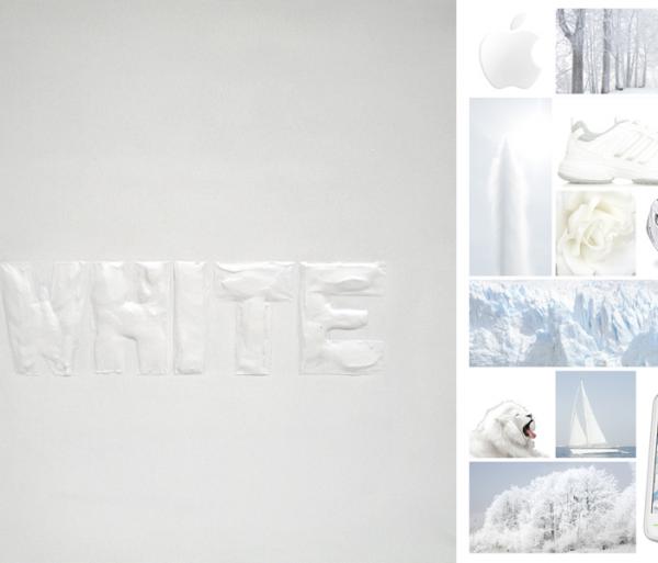 Blanc, 2013, Acrylique sur toile 60×60 + Collage: Tirage sur papier photo brillant 30×60