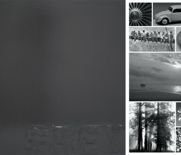 Gris, 2012, Acrylique sur toile 60×60 + Collage: Tirage sur papier photo brillant 30×60