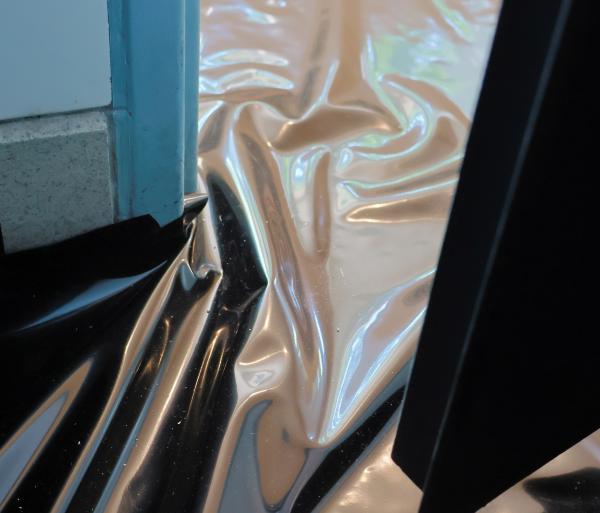 Psychosomnia, 2026, black textile In-situ-installation with a glossy coating 