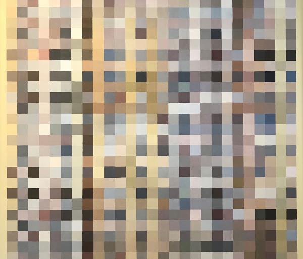 Pixelplatte I, 2018, Acrylique sur toile, 100 x 100 cm