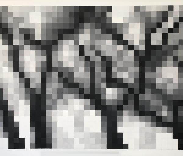Pixelpeaks I, 2018, Acrylique sur toile, 100 x 100 cm